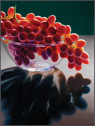 Red Grapes In Glass Bowl - Nance Danforth Paintings